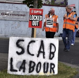 SIPTU workers protesting outside Greyhound this week.  (Photo - Michael Chester)